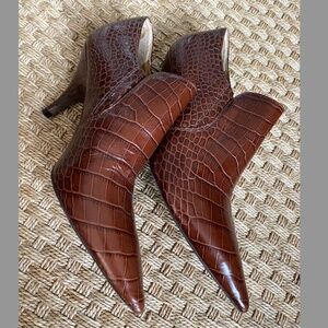 Tory Burch Georgina Croc Embossed Bootie 8.5